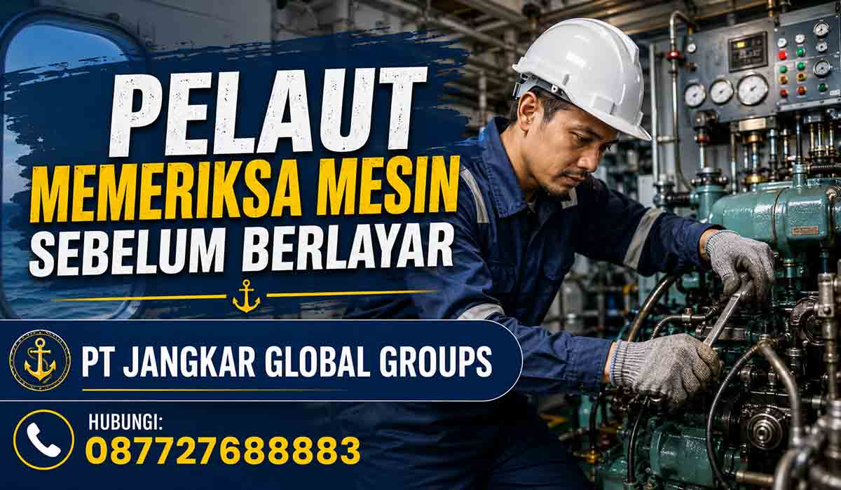 Pelaut Memeriksa Mesin Sebelum Berlayar